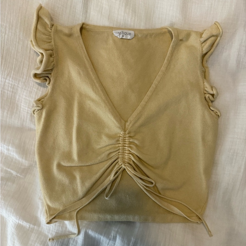 Vestique Butter Yellow Ruffle Top